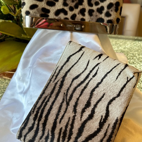 EUC Rare JIMMY CHOO 2pc Animal Print Clutch W/dust bag& COA Pony Hair? - Picture 5 of 13